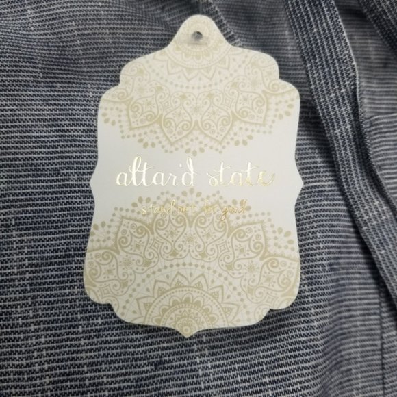 ALTAR'D STATE Navy Striped NWT Short Bell Sleeve Blouse Top - Picture 5 of 9